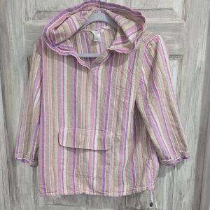 Christopher & Banks Multicolor Striped Linen Hoodie